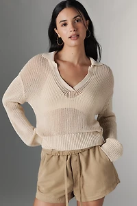 PAIGE Riva Collared Crochet Sweater
