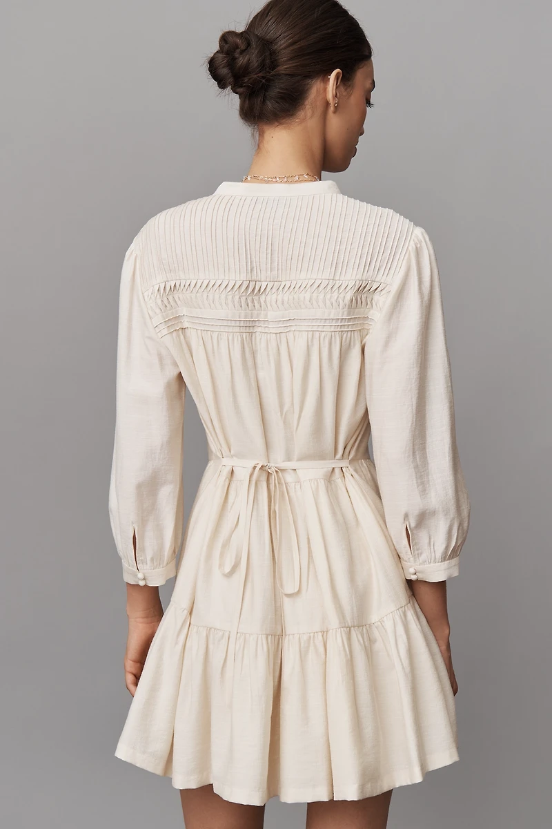 PAIGE Fiume Linen Blend Tiered Mini Dress