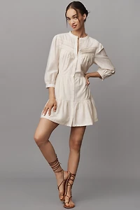 PAIGE Fiume Linen Blend Tiered Mini Dress