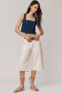 PAIGE Aelita Sleeveless Square-Neck Eyelet Crop Top