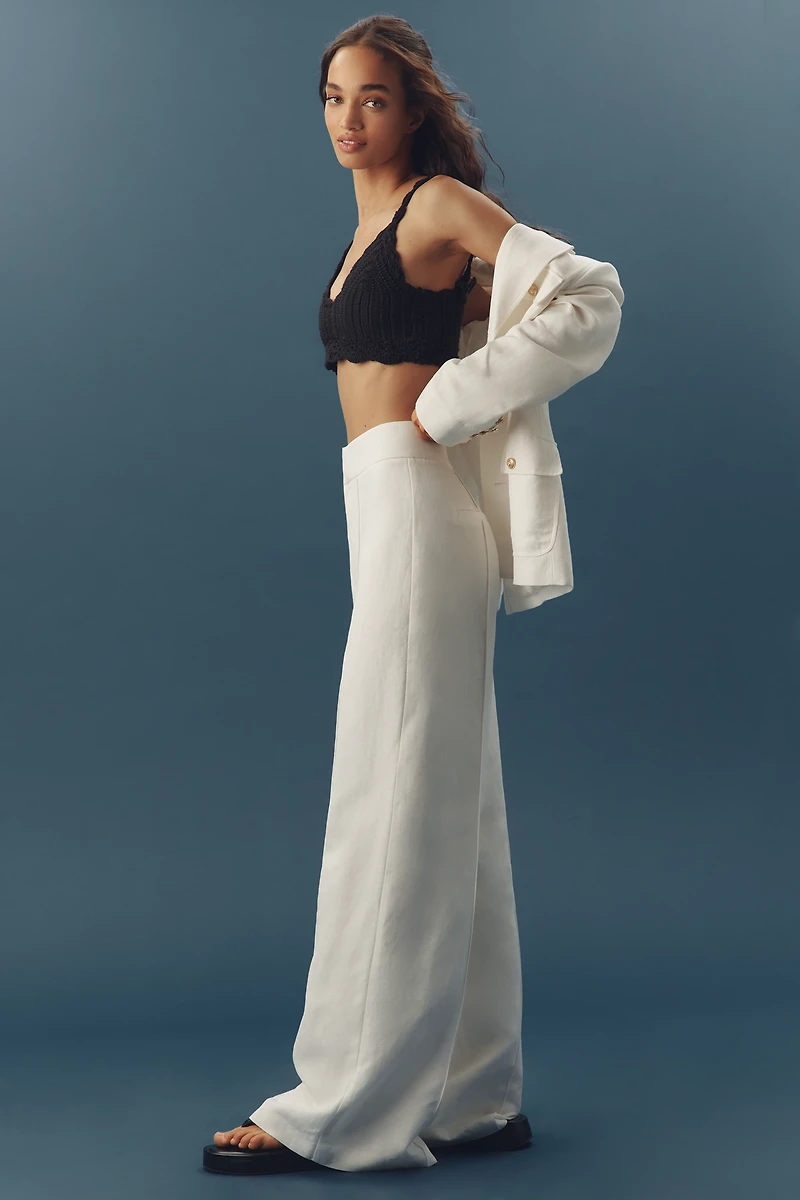 PAIGE Greyson Linen Blend High-Rise Wide-Leg Pants