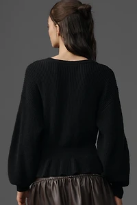 PAIGE Roslin Peplum Cardigan Sweater