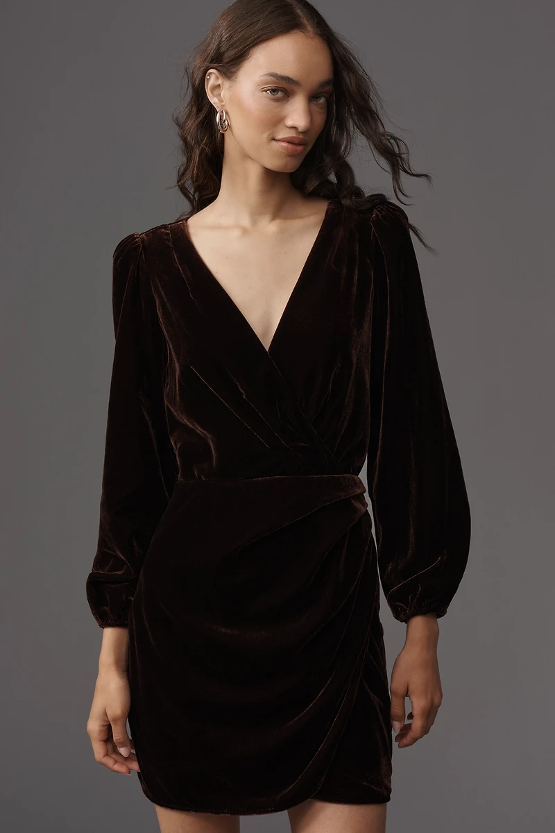 PAIGE Lawry Long-Sleeve Velvet Mini Dress