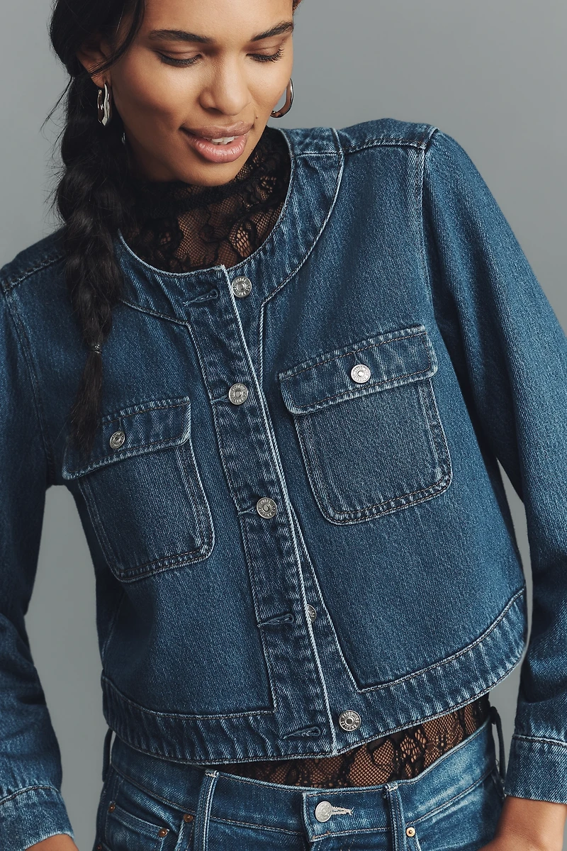 PAIGE Kylian Collarless Denim Jacket