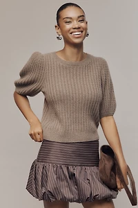 PAIGE Lucerne Cashmere Puff-Sleeve Sweater Tee