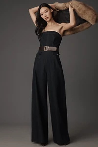 PAIGE Francesca Strapless Denim Wide-Leg Jumpsuit