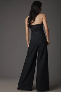 PAIGE Francesca Strapless Denim Wide-Leg Jumpsuit