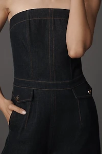 PAIGE Francesca Strapless Denim Wide-Leg Jumpsuit
