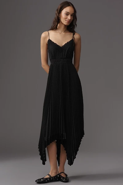 PAIGE Alessandra V-Neck Pleated Maxi Dress