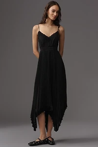PAIGE Alessandra V-Neck Pleated Maxi Dress