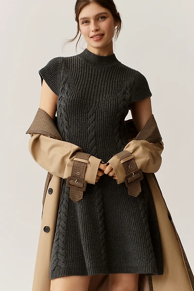 PAIGE Freya Mock-Neck Short-Sleeve Sweater Dress