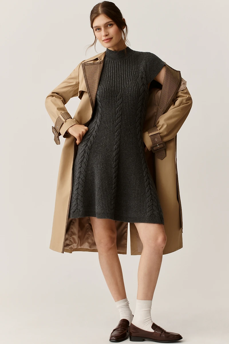 PAIGE Freya Mock-Neck Short-Sleeve Sweater Dress