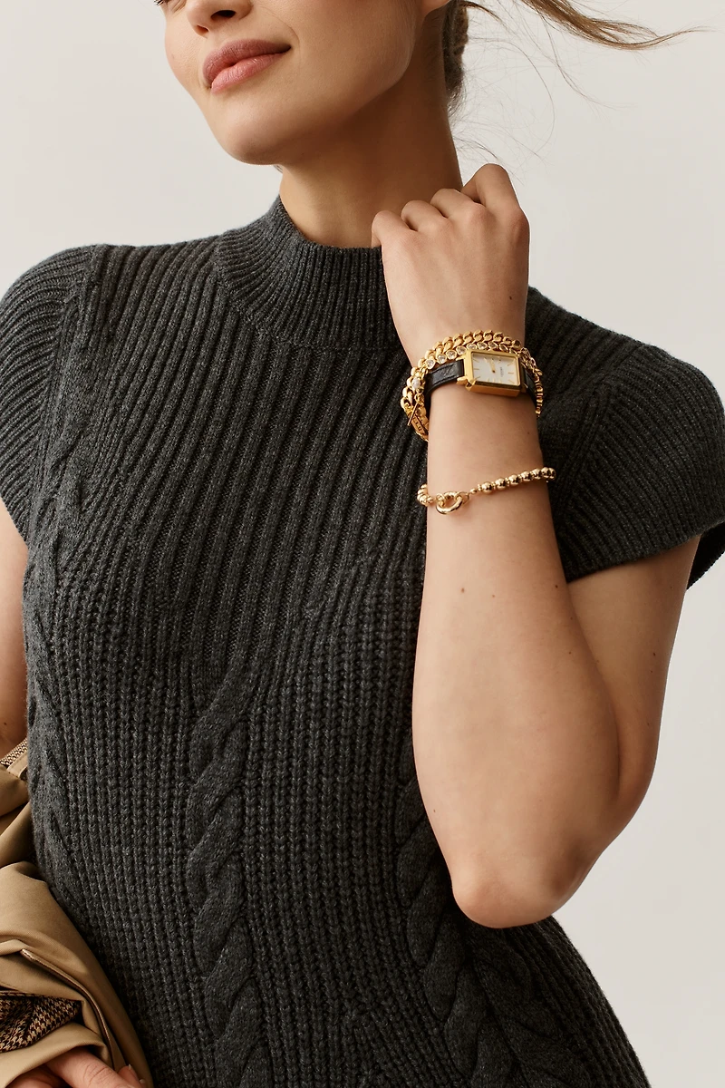 PAIGE Freya Mock-Neck Short-Sleeve Sweater Dress