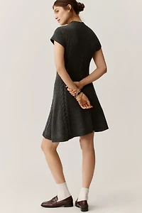 PAIGE Freya Mock-Neck Short-Sleeve Sweater Dress