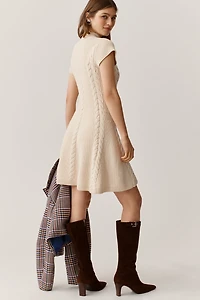 PAIGE Freya Mock-Neck Short-Sleeve Sweater Dress