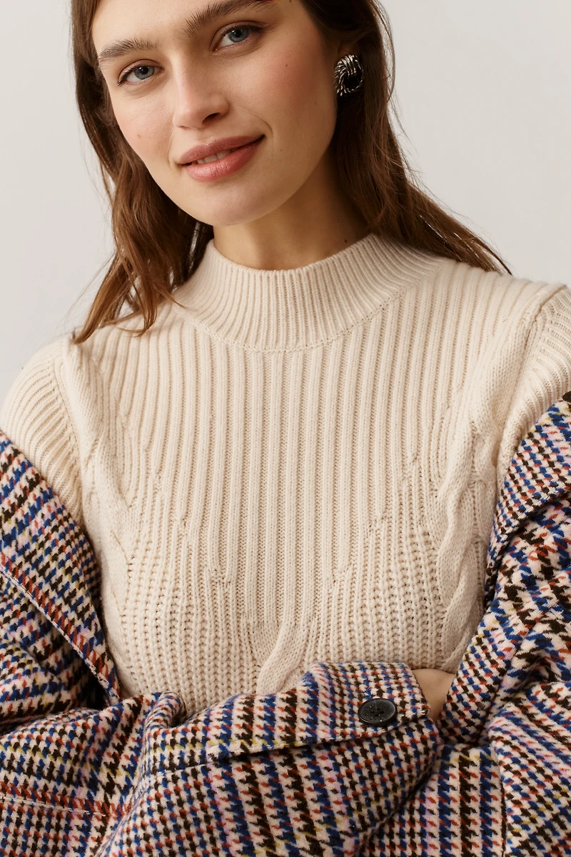 PAIGE Freya Mock-Neck Short-Sleeve Sweater Dress