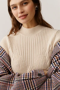 PAIGE Freya Mock-Neck Short-Sleeve Sweater Dress