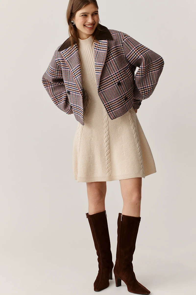 PAIGE Freya Mock-Neck Short-Sleeve Sweater Dress