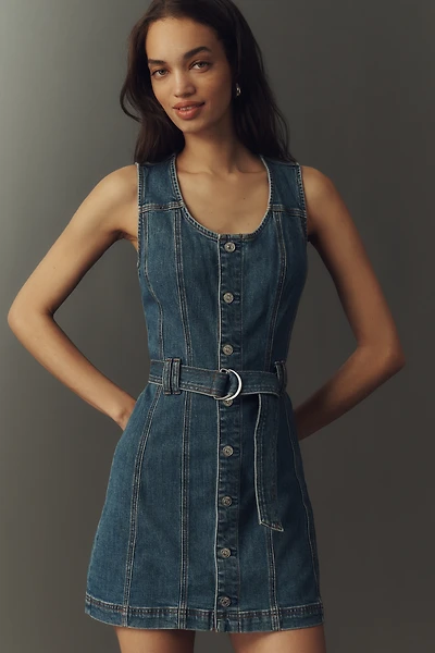 PAIGE Maxine Belted Denim Mini Dress