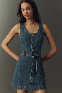 PAIGE Maxine Belted Denim Mini Dress
