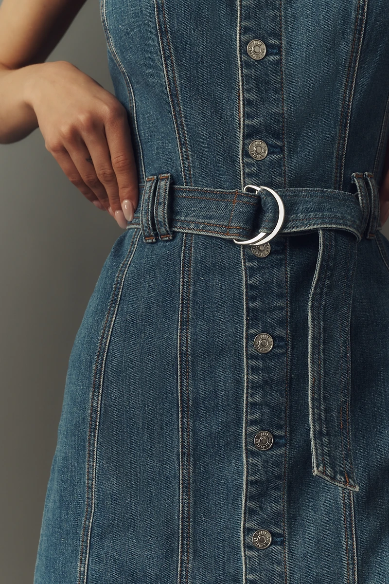 PAIGE Maxine Belted Denim Mini Dress
