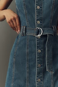 PAIGE Maxine Belted Denim Mini Dress