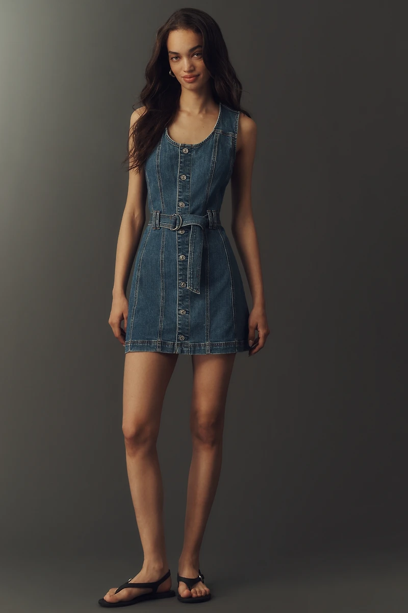 PAIGE Maxine Belted Denim Mini Dress