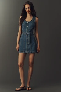 PAIGE Maxine Belted Denim Mini Dress
