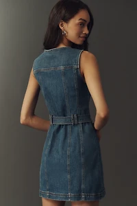 PAIGE Maxine Belted Denim Mini Dress