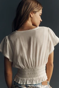 PAIGE Rive Smocked Top