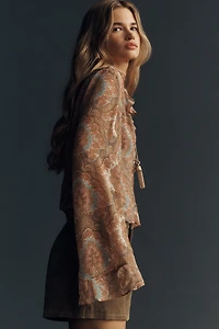 PAIGE Eve Statement Sleeve Silk Blouse