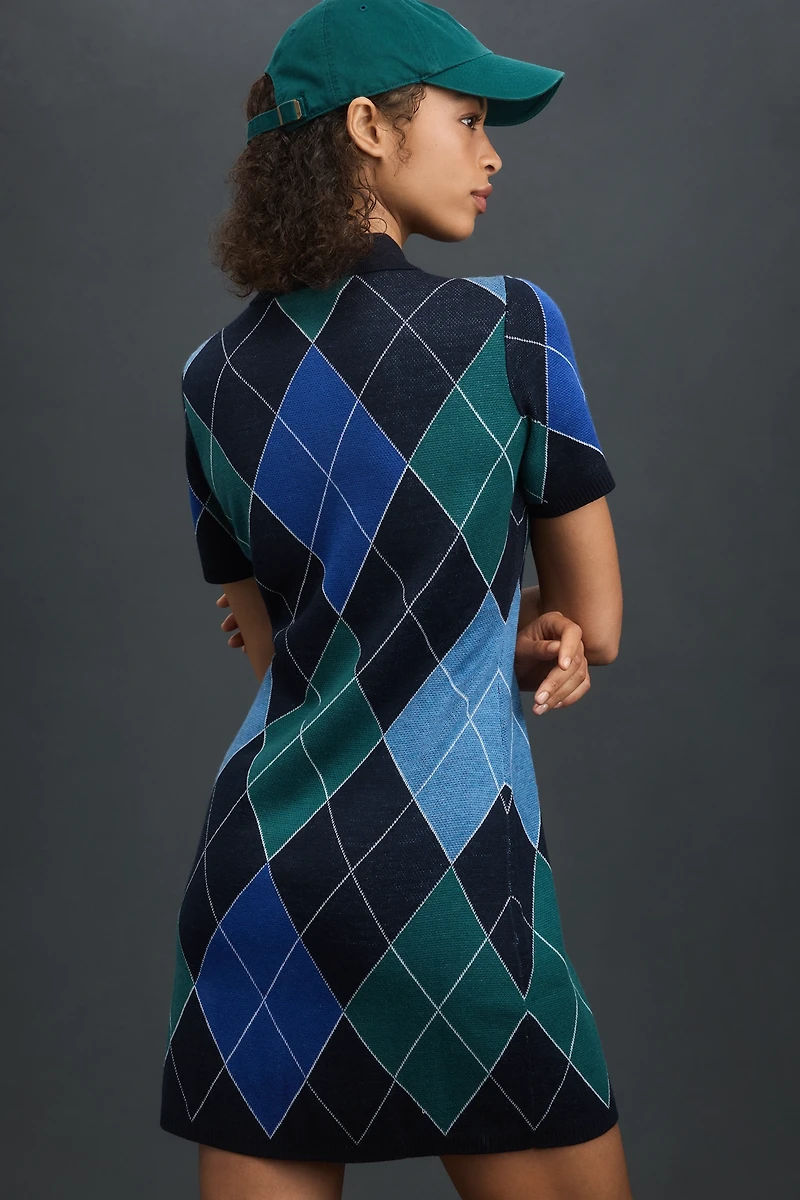 Rowing Blazers Short-Sleeve Argyle Sweater Mini Dress