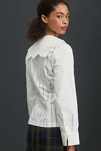 Rowing Blazers Fitted Lace Buttondown Blouse