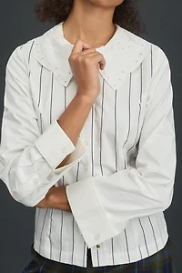 Rowing Blazers Fitted Lace Buttondown Blouse