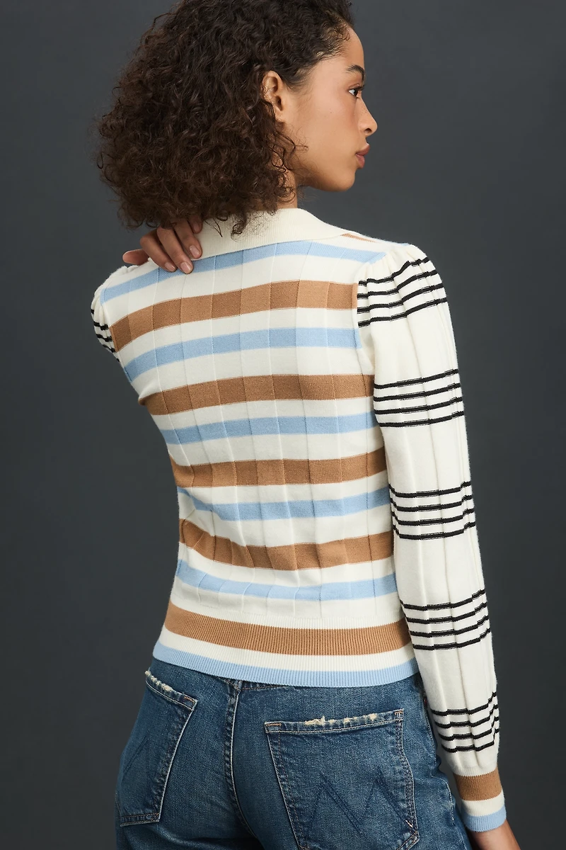 Rowing Blazers Long-Sleeve Knit Jacquard Polo Top