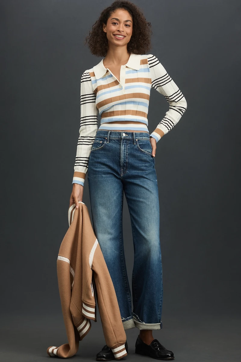 Rowing Blazers Long-Sleeve Knit Jacquard Polo Top