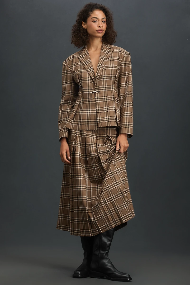 Rowing Blazers Plaid Pleated Blazer