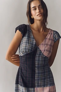 Rowing Blazers Patchwork Plaid Cap-Sleeve Maxi Dress