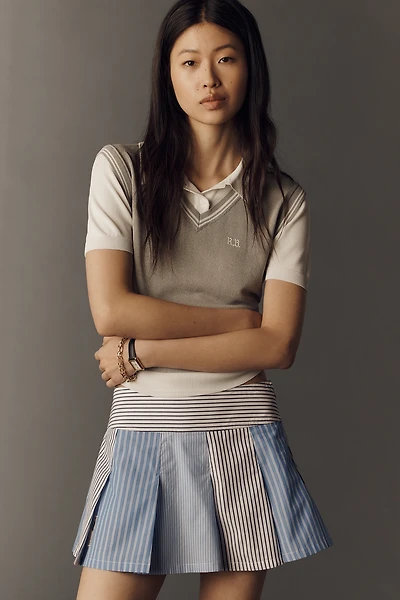 Rowing Blazers Mixed Stripe Pleated Mini Skirt