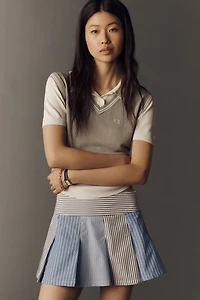 Rowing Blazers Mixed Stripe Pleated Mini Skirt