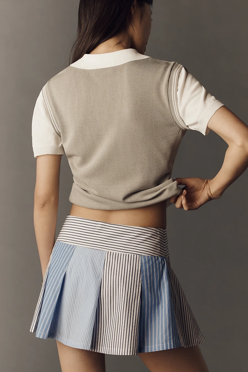 Rowing Blazers Mixed Stripe Pleated Mini Skirt