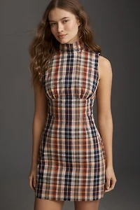 Rowing Blazers Plaid Mock-Neck Sleeveless Dress