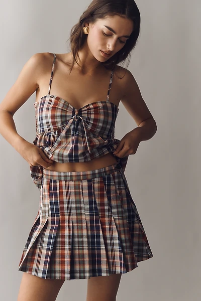 Rowing Blazers Pleated Plaid Mini Skirt