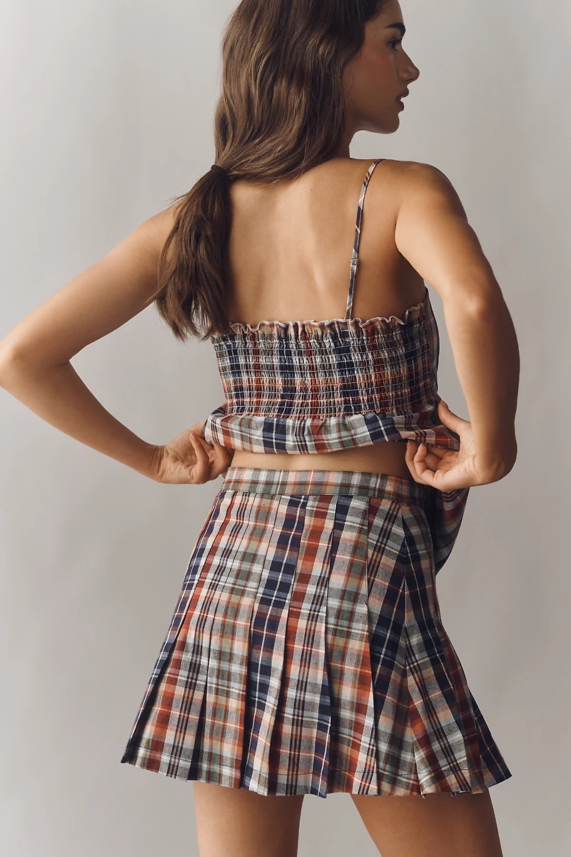 Rowing Blazers Pleated Plaid Mini Skirt