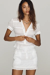 Rowing Blazers Cotton Ruffle Trim Mini Skirt