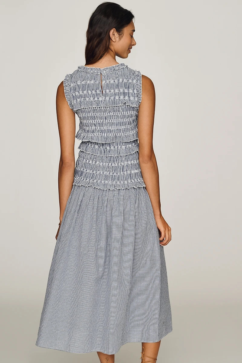 Rowing Blazers Cotton Smocked Midi Dress