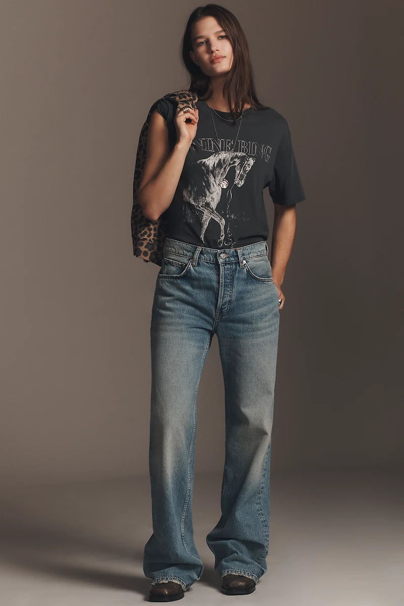 Anine Bing Hugh Mid-Rise Wide-Leg Jeans