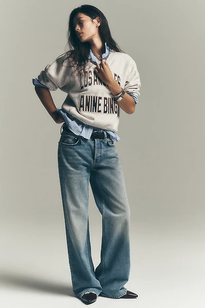 Anine Bing Hugh Mid-Rise Wide-Leg Jeans