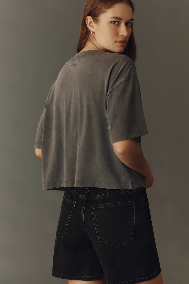 Anine Bing Johnny 100% Cotton Cropped Graphic Tee
