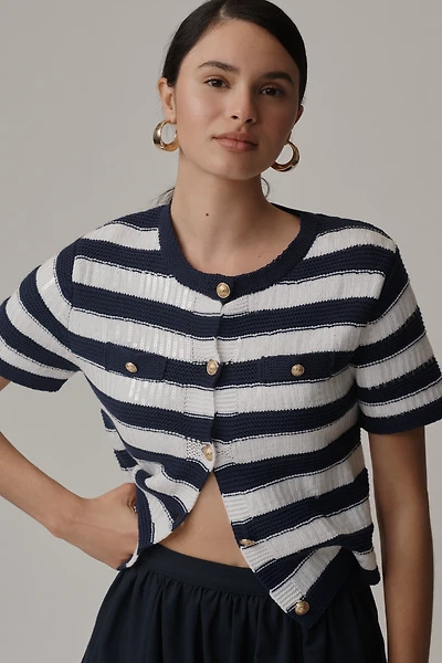 Sam Edelman Colleen Short-Sleeve Cardigan Sweater